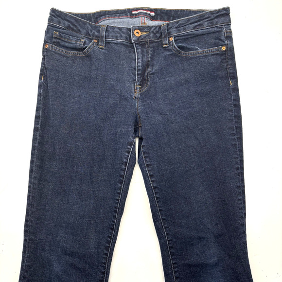 2015 Tommy Hilfiger Dark Wash Mid Rise Curve Bootcut Stretch Jeans Sz 10 32x31" - Picture 3 of 14